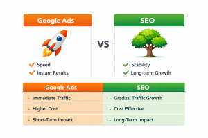 Infografis sistem lelang Google Ads Ad Rank dan Quality Score.