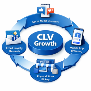 Infografis siklus Customer Lifetime Value dalam sistem omni channel