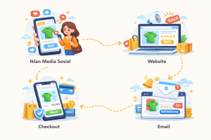 Infografis perjalanan pelanggan customer journey map SaaS E-commerce