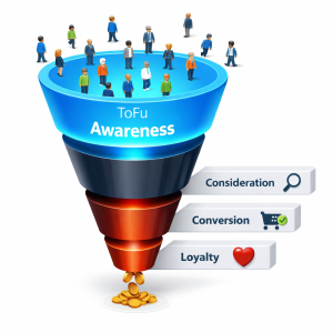 Ilustrasi diagram top of funnel marketing dalam sales funnel