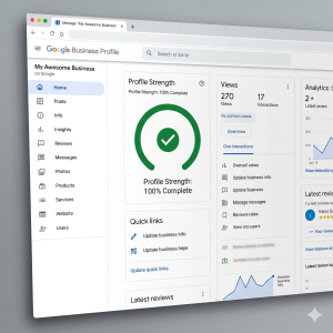 Dashboard Google Business Profile Strength 100 persen