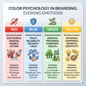 Infografis psikologi warna untuk cara meningkatkan brand recognition