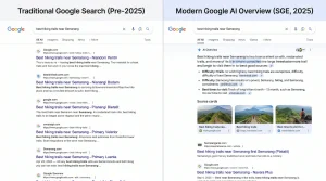 Perbedaan Google Search tradisional vs AI Overview SGE